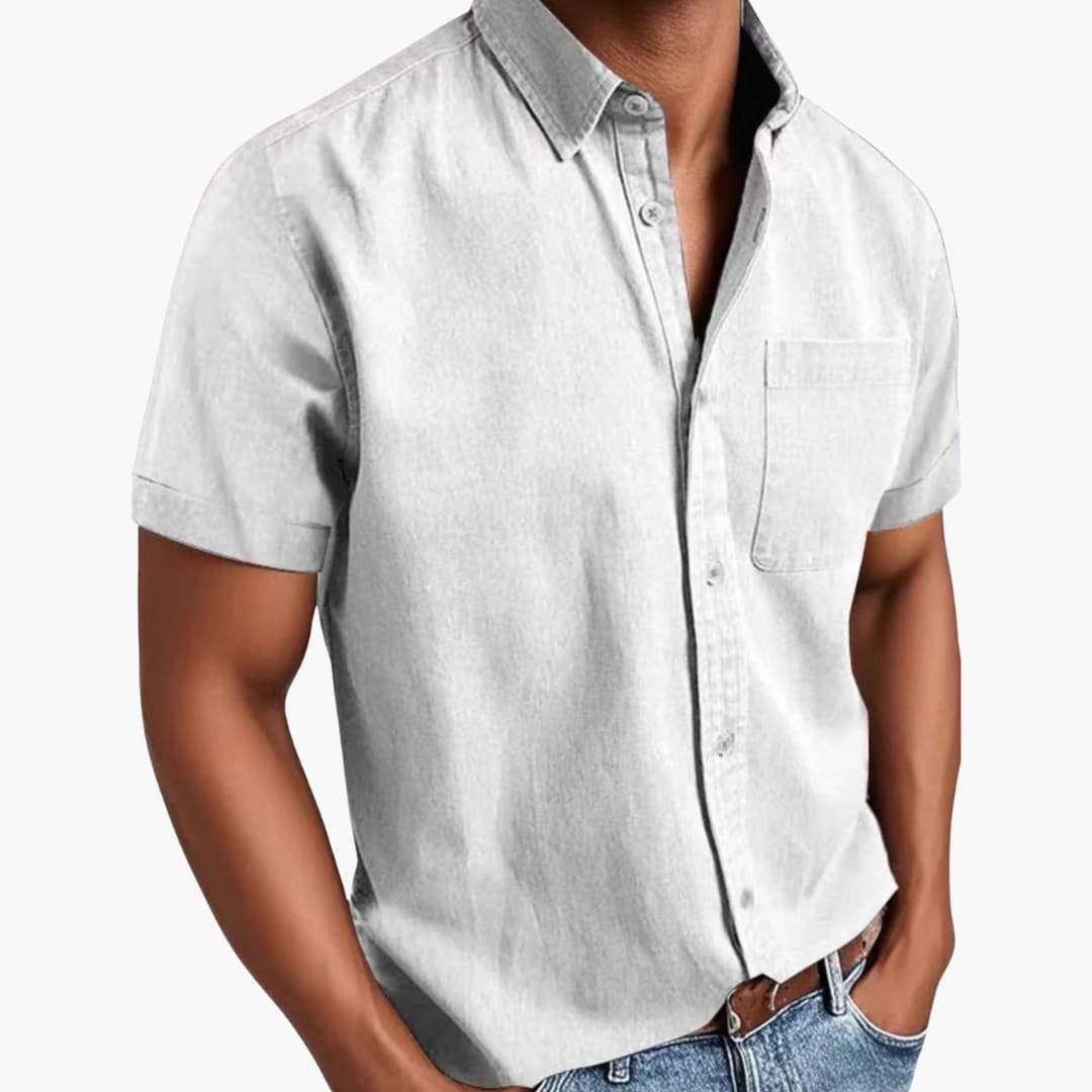 Herren Kurzarmhemd mit Brusttasche für Frühling und Sommer
