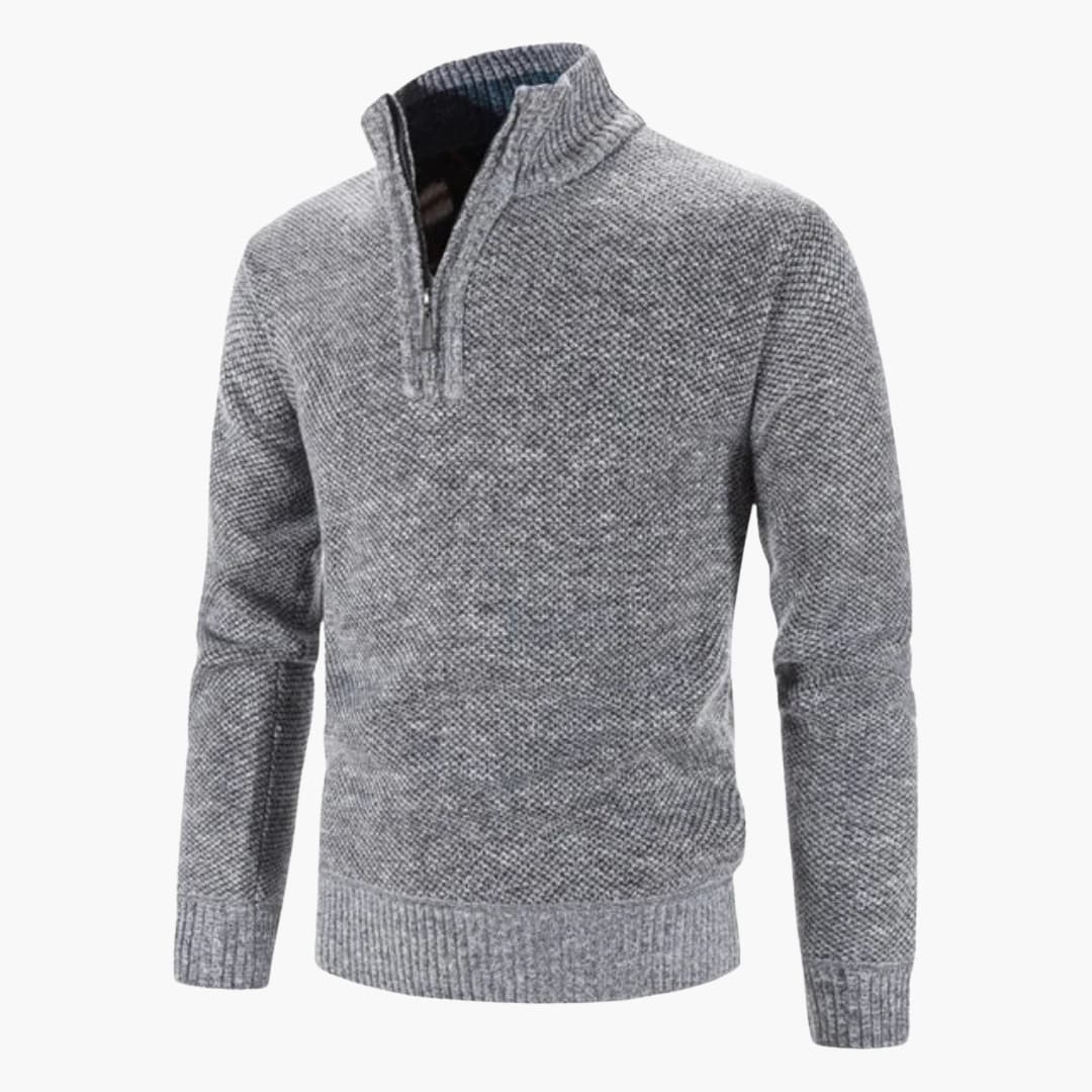 Herren pullover mit halbem Reißverschluss und strukturierter Oberfläche