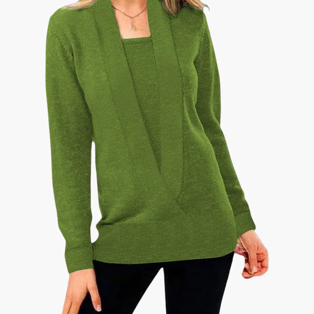 Damen pullover mit tiefem V-Ausschnitt und langen Ärmeln