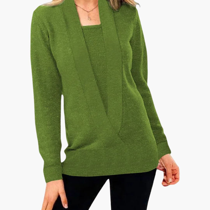 Damen pullover mit tiefem V-Ausschnitt und langen Ärmeln