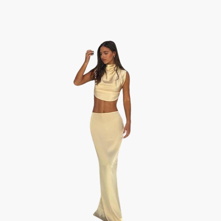 Stilvolles zweiteiliges Satin-Set für Damen - SchmiedeMode