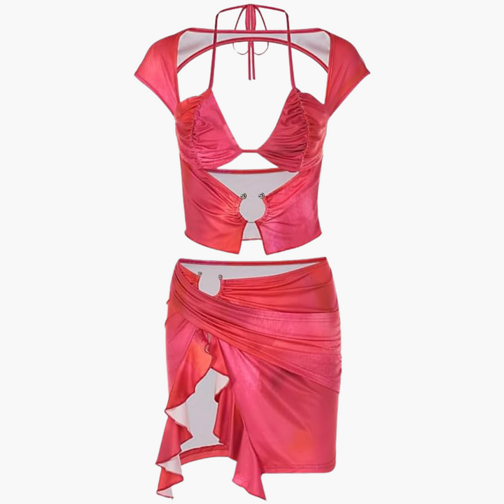 Cut-Out Co-Ord Zweiteiler - Damen Sommerlook für den Strand