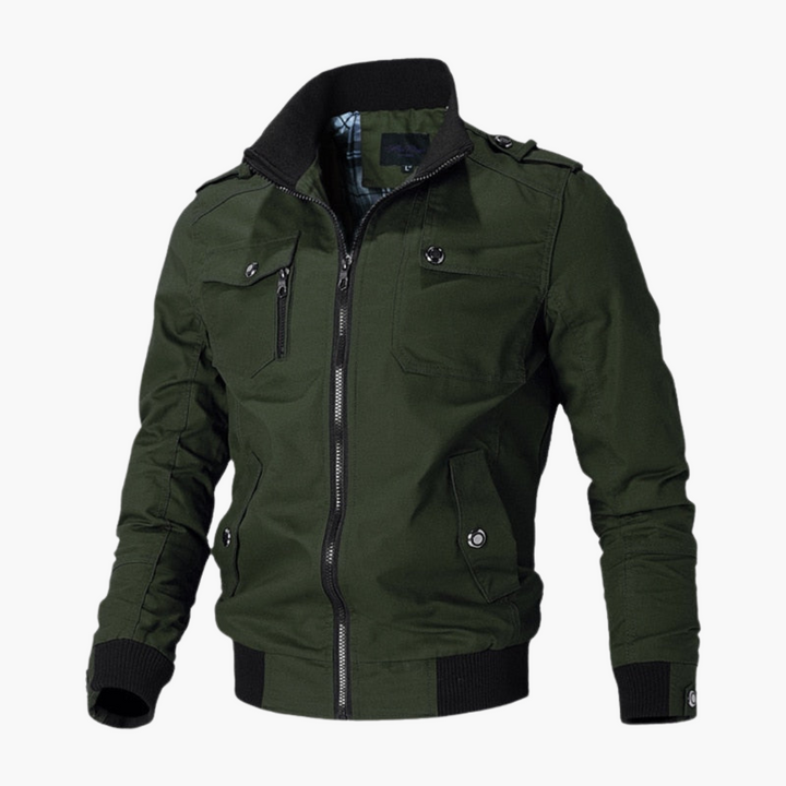 Herren Bomberjacke mit Reißverschluss und geripptem Saum