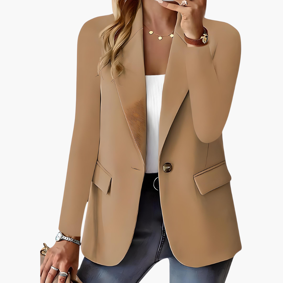 Damenblazer mit langen Ärmeln und gekerbtem Revers