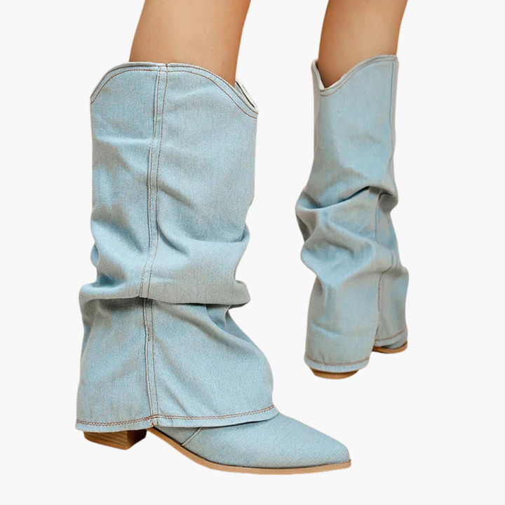 Modische Denim Stiefel für Damen – Slouchy Look & Trendy