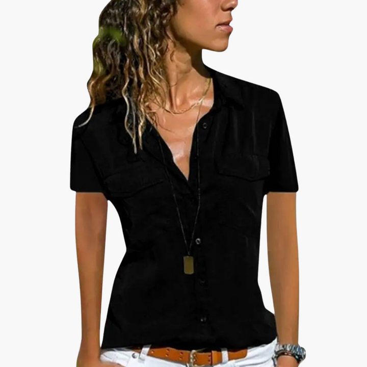 Damen Hemd mit Knopfleiste – Kurzarm Sommerbluse