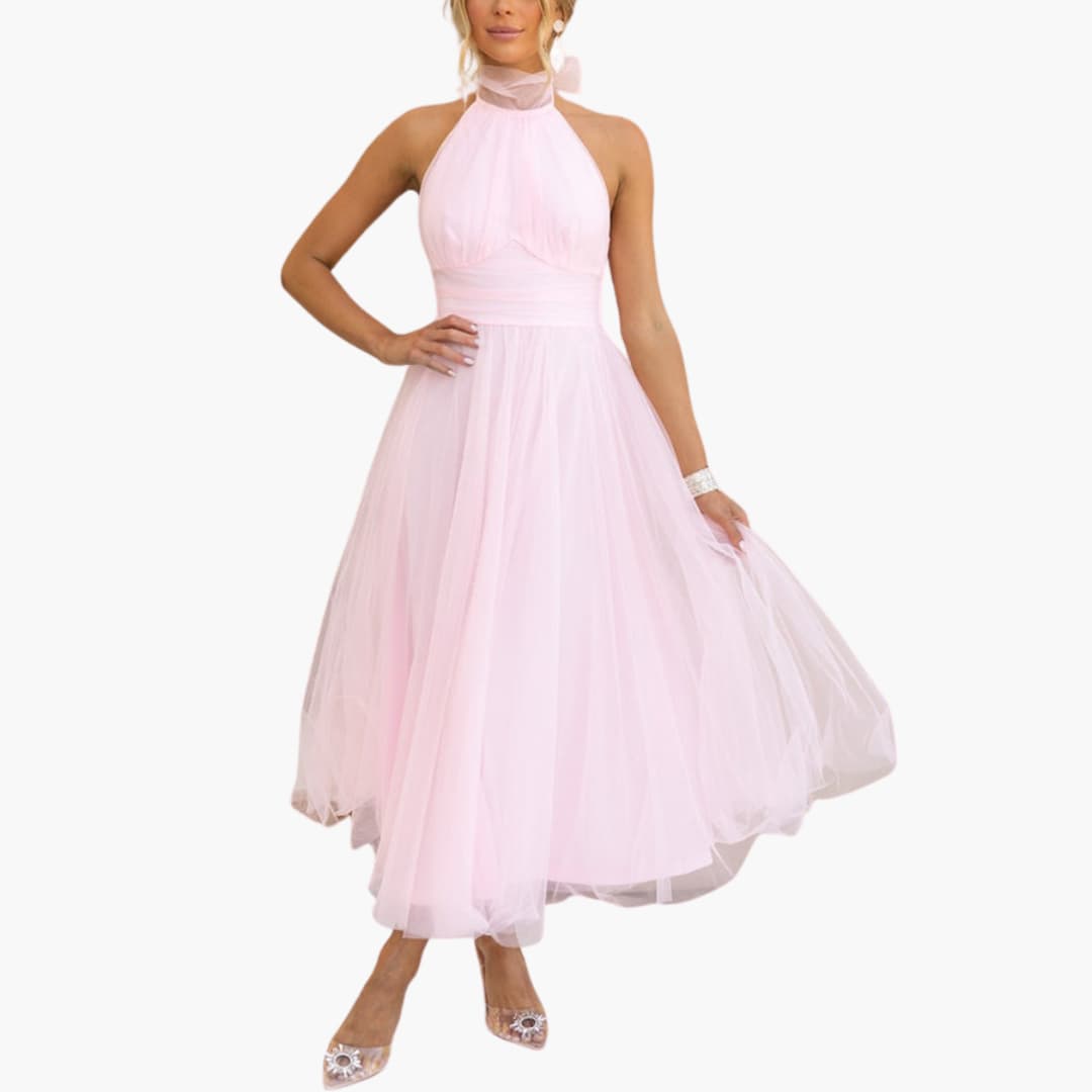 Elegantes weißes Tüll-Maxikleid für Damen - SchmiedeMode