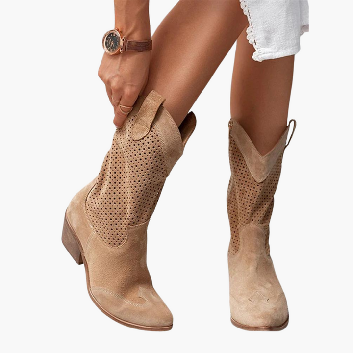 Cowboy Stiefel für Damen – Perforierte Western Stiefel