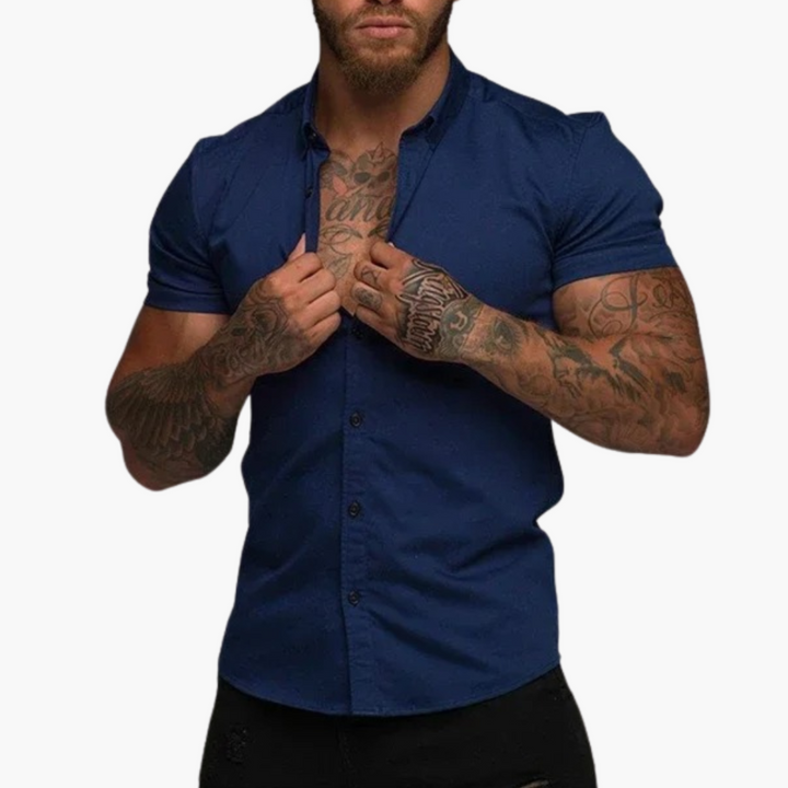 Figurbetontes Kurzarm Hemd für Herren – Slim Fit Style