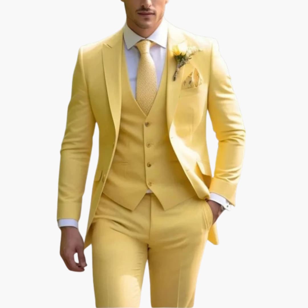 Dreiteiliger Herrenanzug mit maßgeschneidertem Blazer mit langen Ärmeln