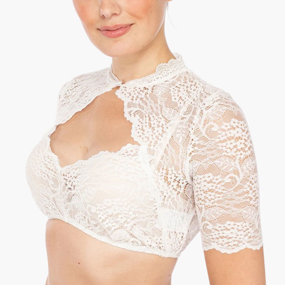 Spitzen Dirndl bluse mit Ausschnitt für Damen - Oktoberfest 2025