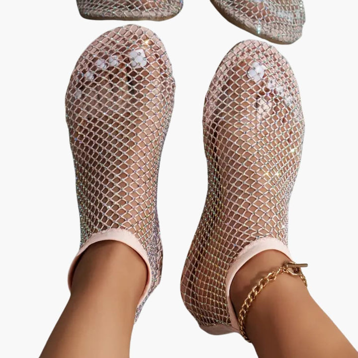 Trendige Mesh-Strass-Flats für Damen - SchmiedeMode