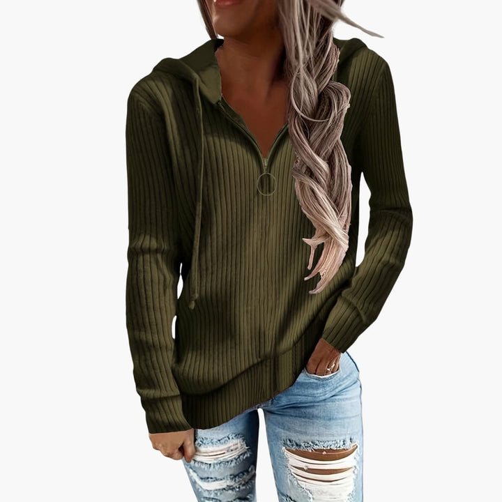 Rippstrick Zip Up Hoodie für Damen