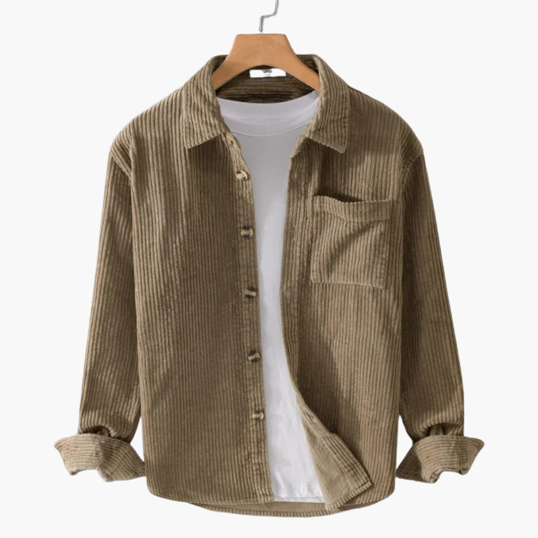 Cord-Overshirt für Herren - übergroße lange Ärmel und Knopfleiste