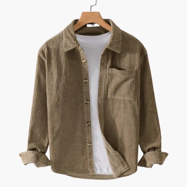 Cord-Overshirt für Herren - übergroße lange Ärmel und Knopfleiste