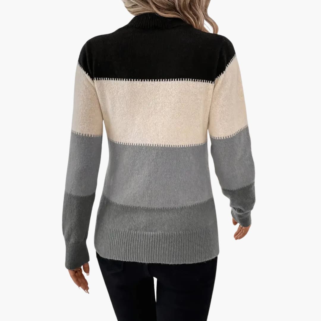 Damen pullover mit Rundhalsausschnitt und Colorblock-Design