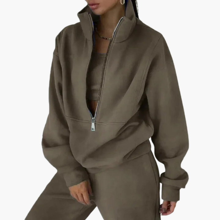 Damen Trainingsanzug mit Reißverschluss Sweatshirt und Hose