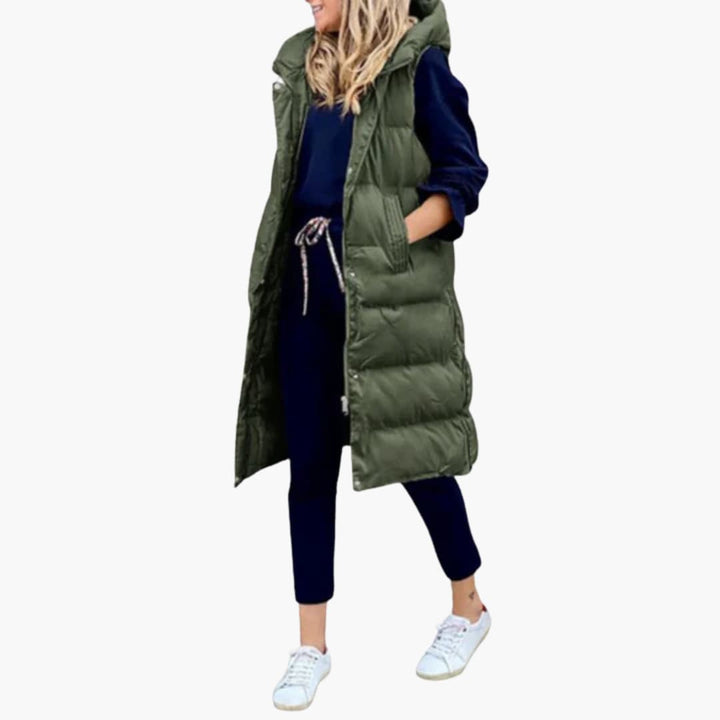 Damen Weste mit Kapuze und Steppdesign sowie Seitentaschen