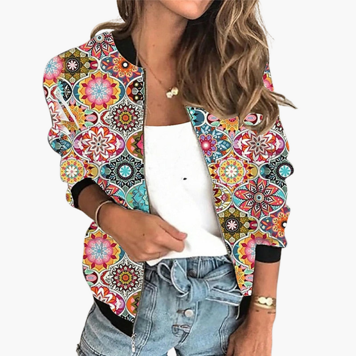 Bomberjacke für Damen – Leicht & Stylisch mit Blumenmuster