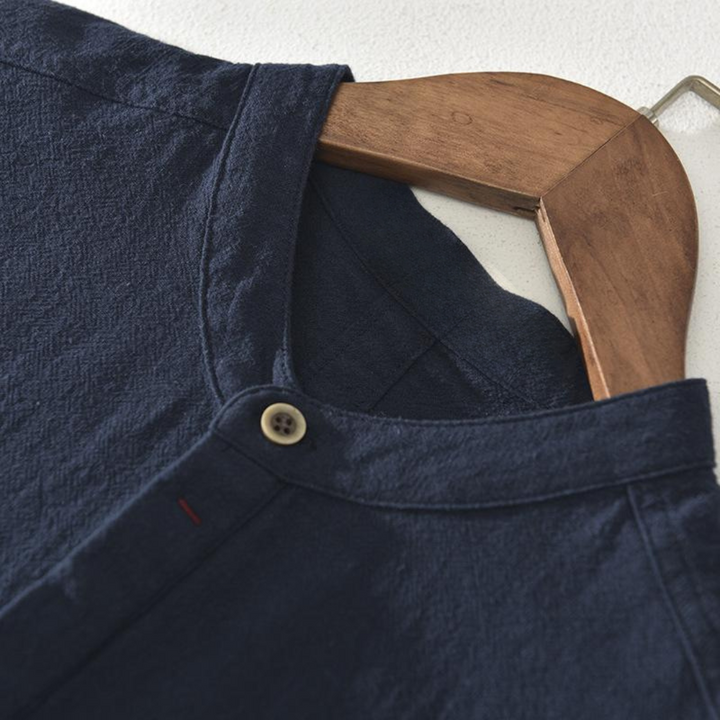 Leichtes Kurzarm-Hemd Herren - mit Stehkragen, sommerlich