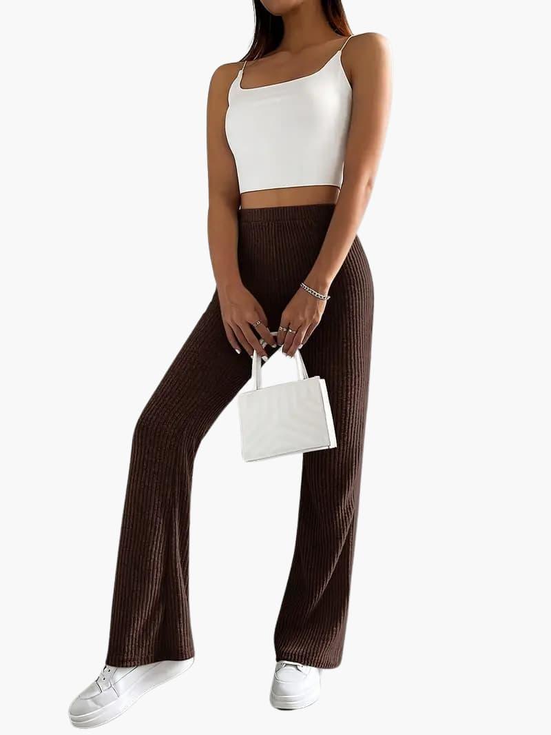 Lässige lange Hosen mit hoher Taille für Damen - SchmiedeMode
