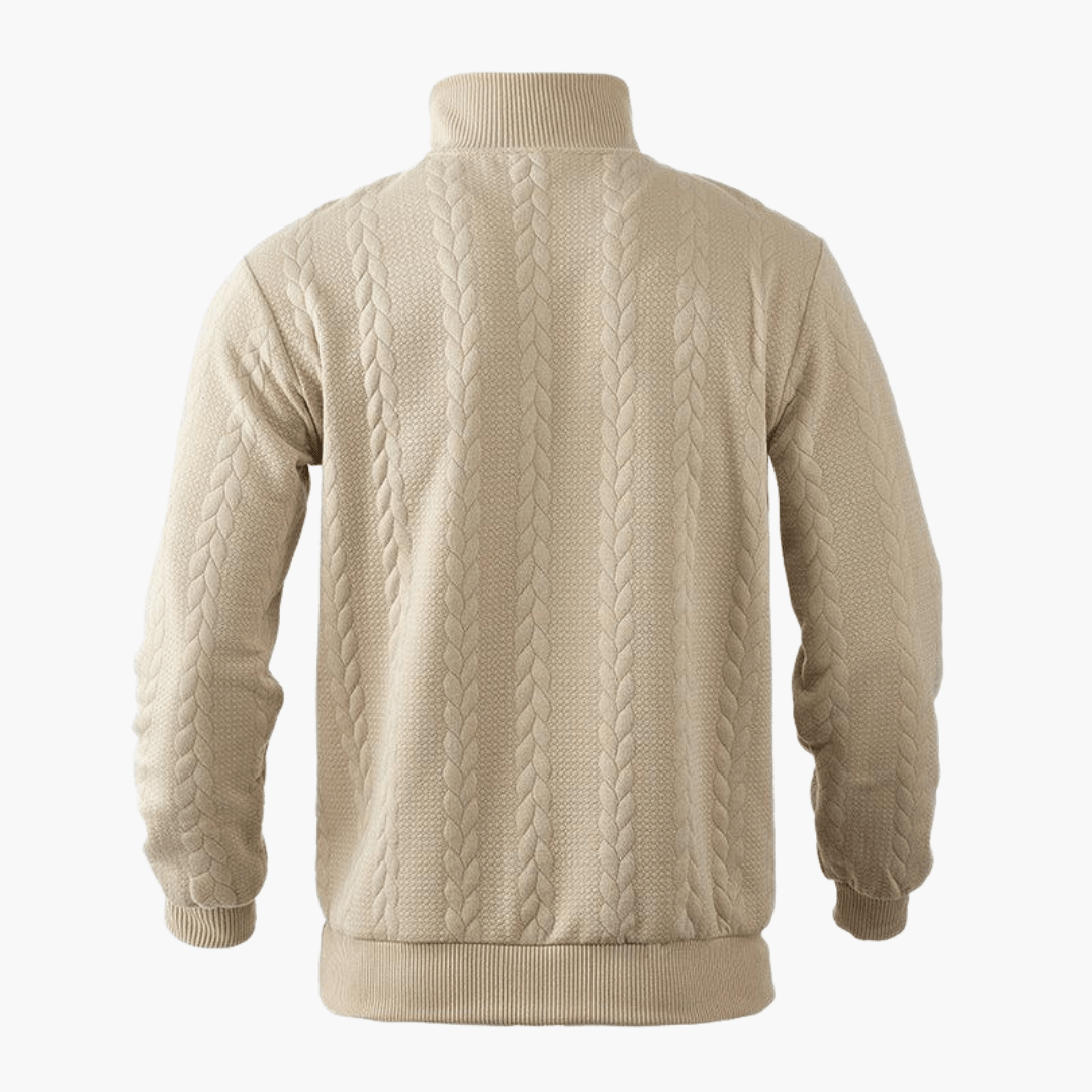 Klassischer Kabelstrickpullover mit Reißverschluss für Männer - SchmiedeMode