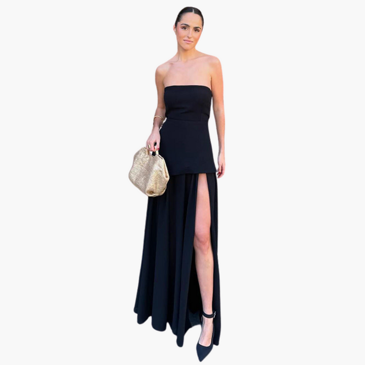 Schulterfreies Abendkleid für Damen - Maxi mit hohem Schlitz