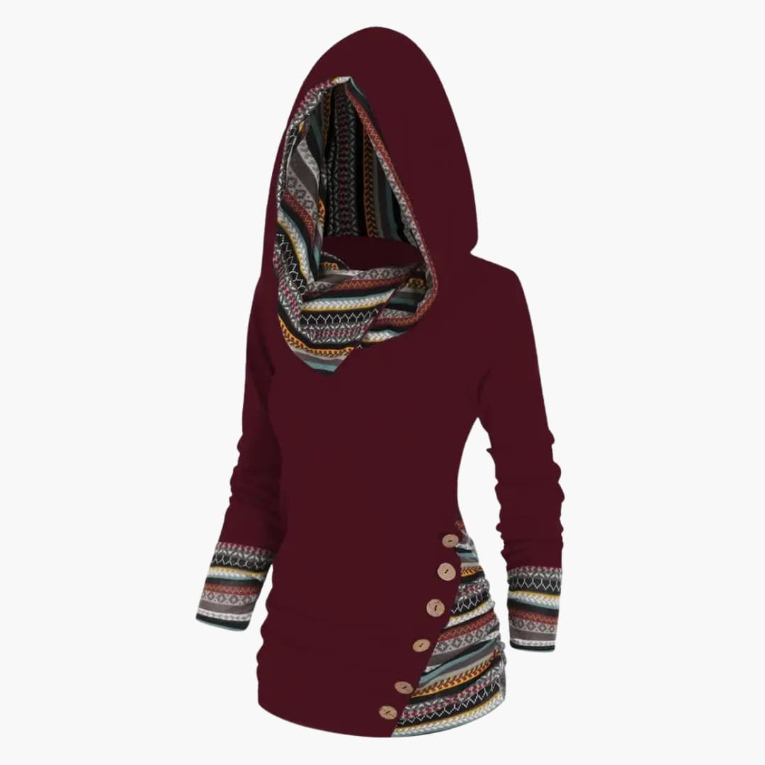Damen Kapuzenpullover mit Knöpfen und Tasche