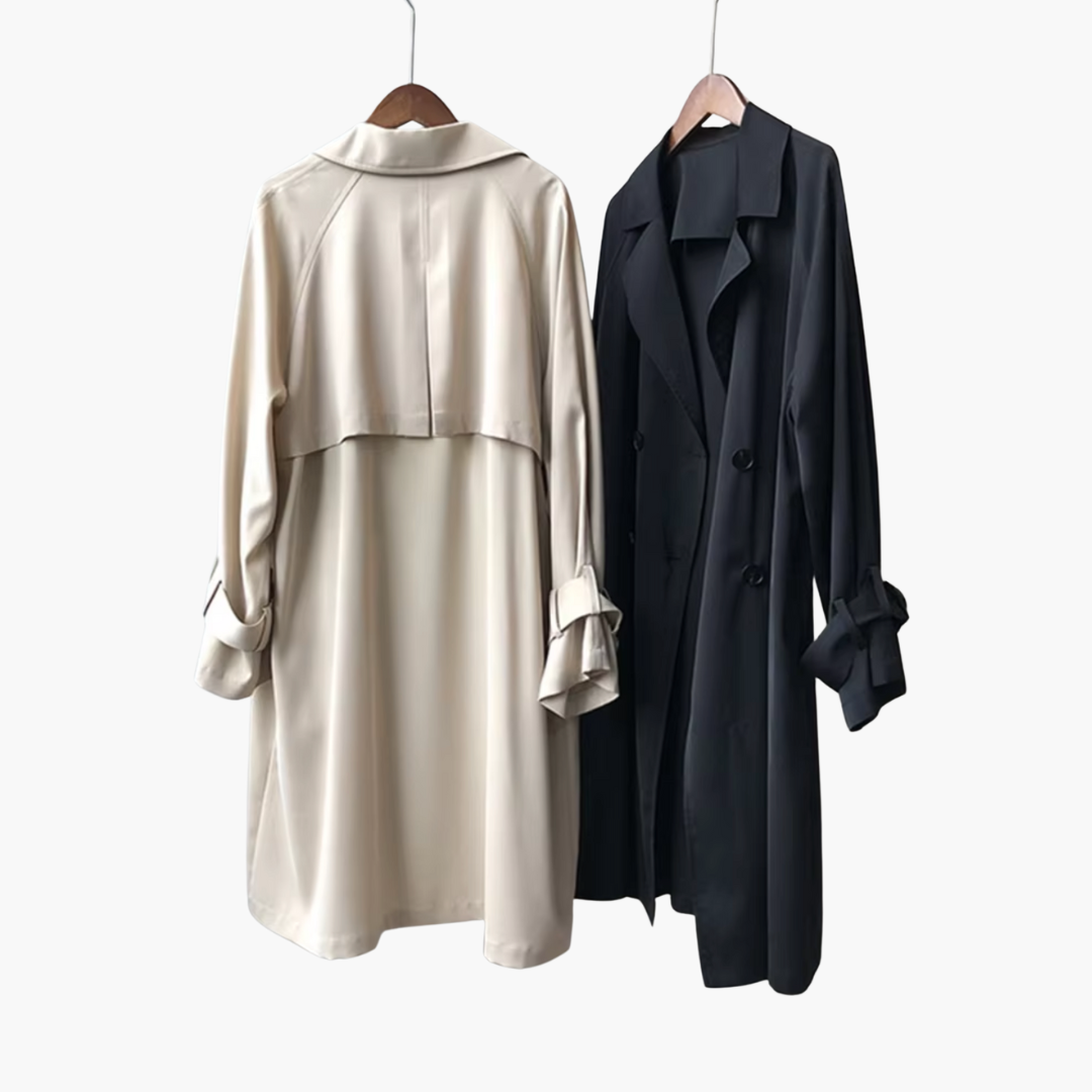 Damen Trenchcoat mit Reverskragen und Doppelknopfverschluss