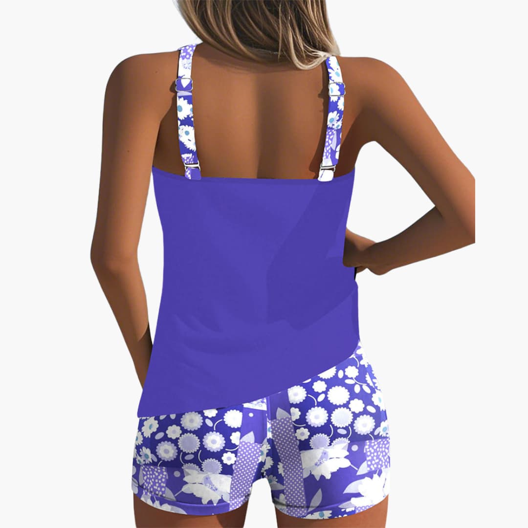 Badeanzug-Set Damen - Zweiteiliger Tankini mit Blumenprint