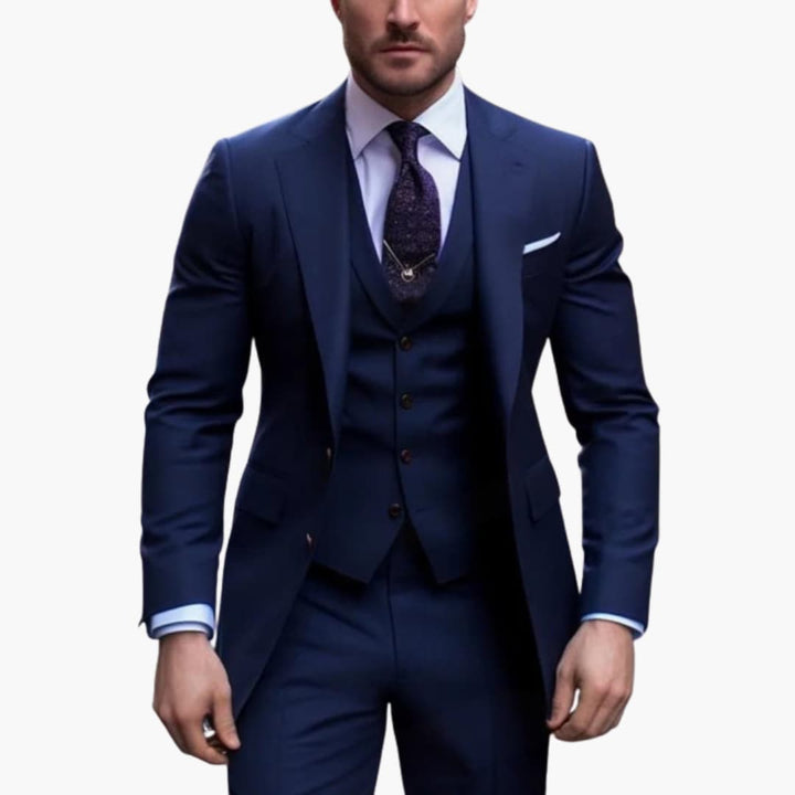 Dreiteiliger Herrenanzug mit maßgeschneidertem Blazer mit langen Ärmeln
