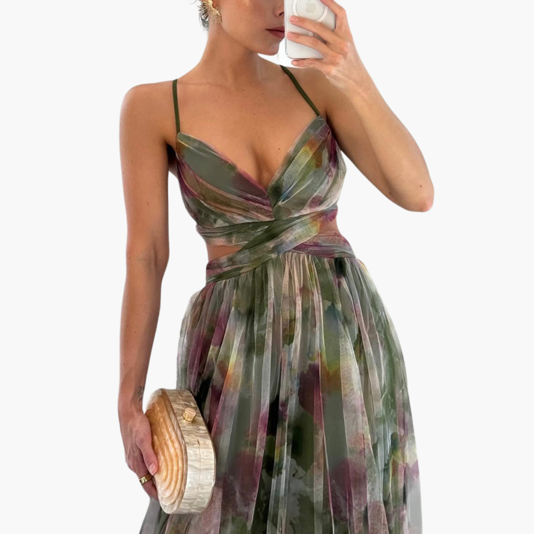 Elegantes Maxikleid für Damen mit - floralem Muster Glamourös