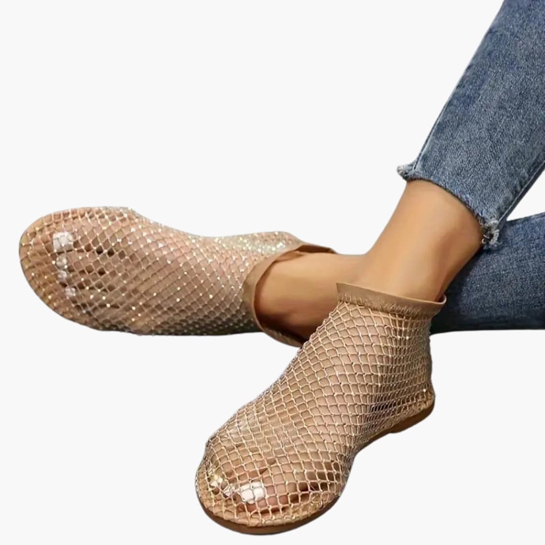 Trendige Mesh-Strass-Flats für Damen - SchmiedeMode