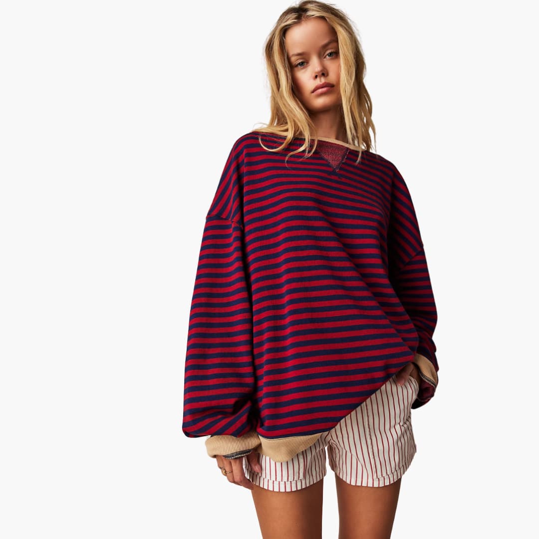 Oversize-Strickpullover mit Streifen für Damen - SchmiedeMode