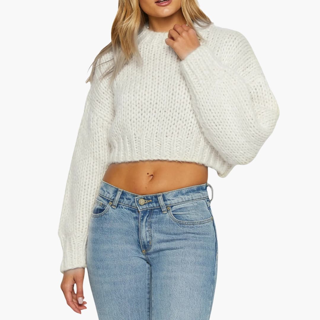 Damen Oversize Pullover mit Streifenmuster und Rundhalsausschnitt