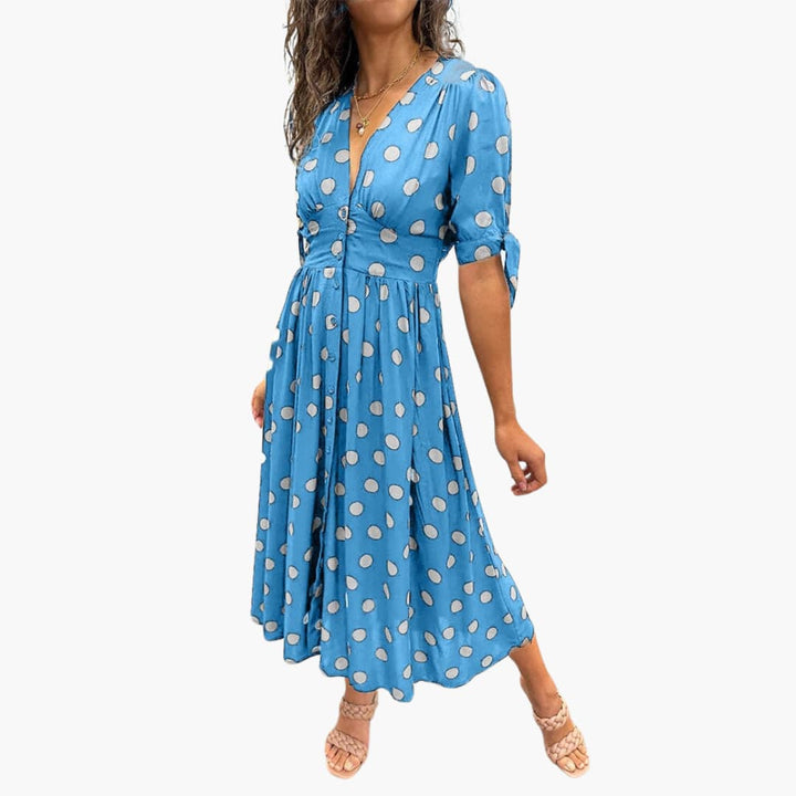 Elegantes Polka Dot Midikleid für Damen - SchmiedeMode