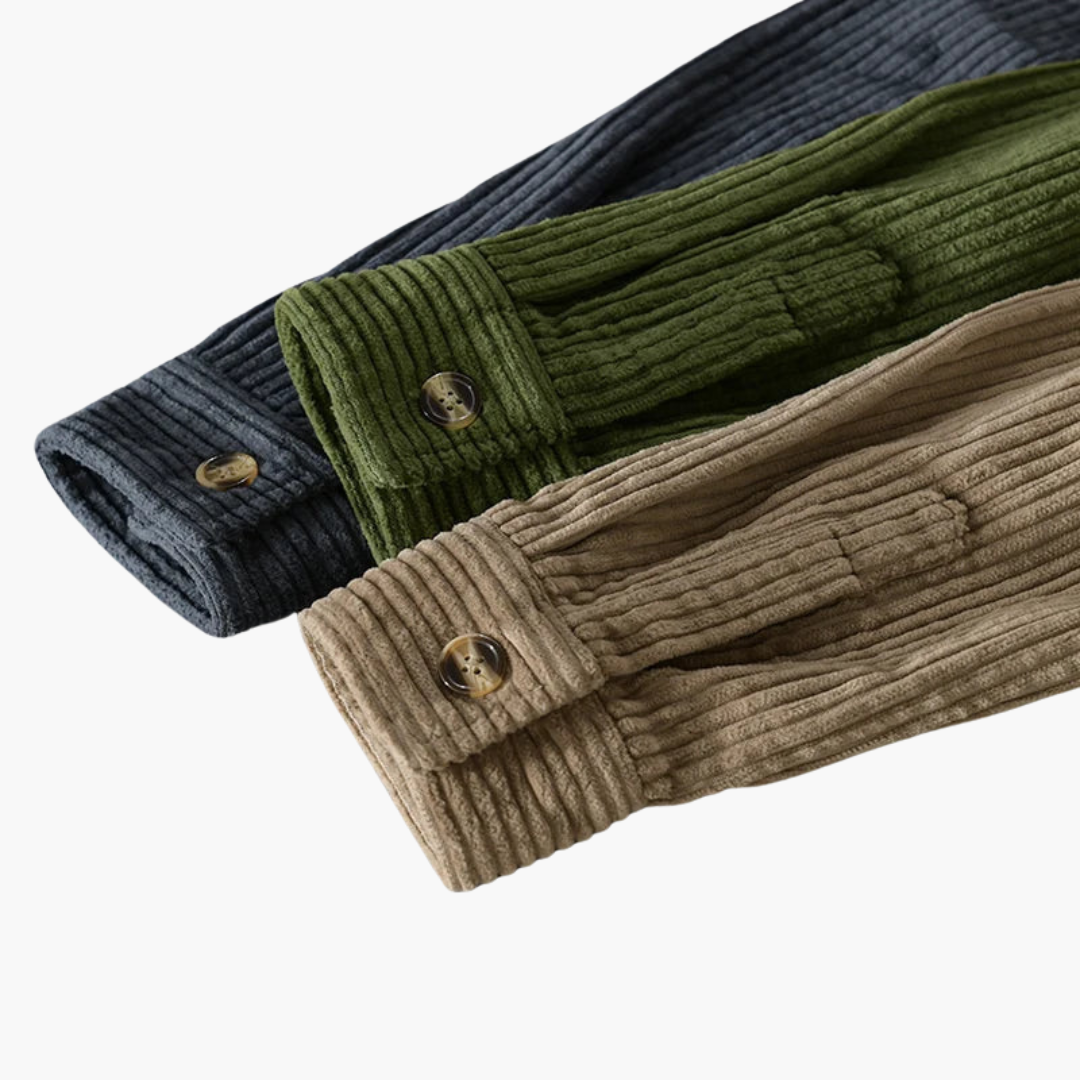 Cord-Overshirt für Herren - übergroße lange Ärmel und Knopfleiste