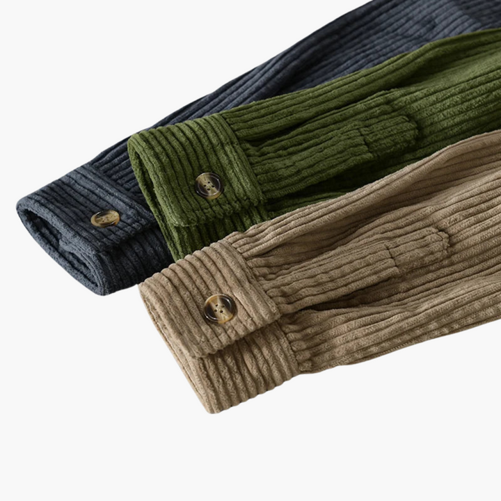 Cord-Overshirt für Herren - übergroße lange Ärmel und Knopfleiste