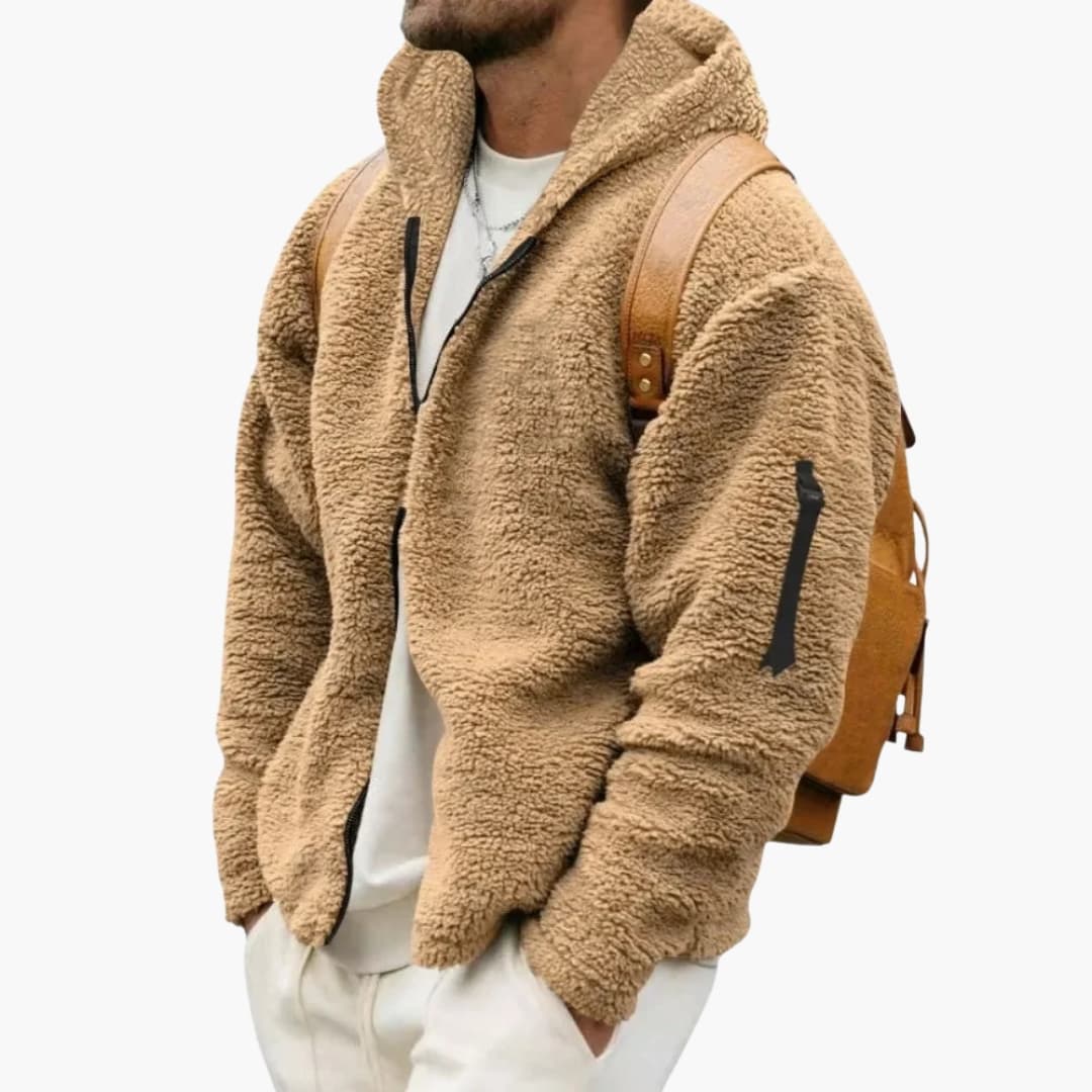 Herren Fleecejacke mit Kapuze und Reißverschluss