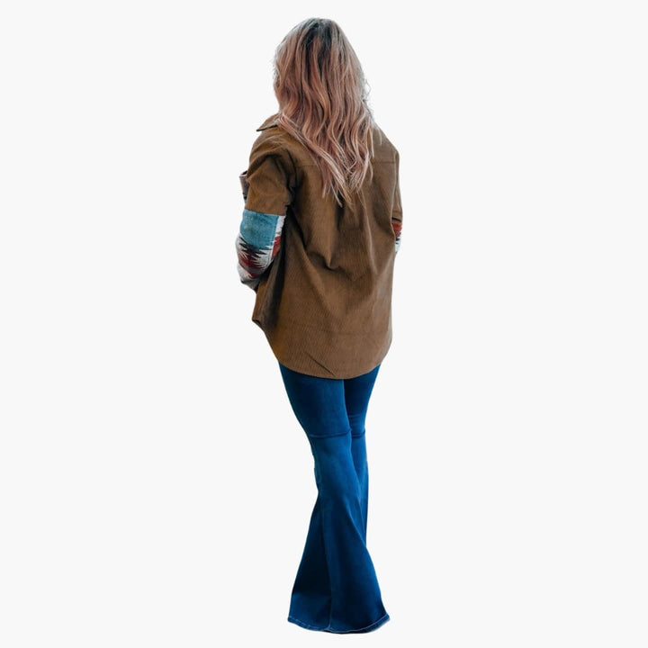 Damen Cordjacke mit Knopfleiste und Taschen