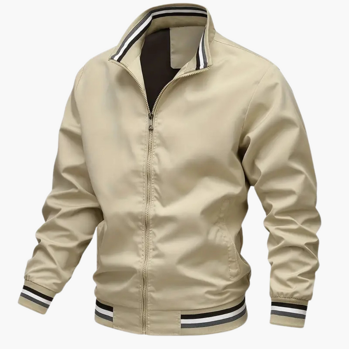 Herrenjacke mit Rippdetails und Frontreißverschluss