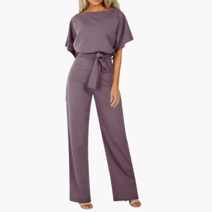 Eleganter Jumpsuit mit weitem Bein für Damen – mit Bindegürtel