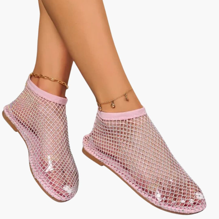 Trendige Mesh-Strass-Flats für Damen - SchmiedeMode