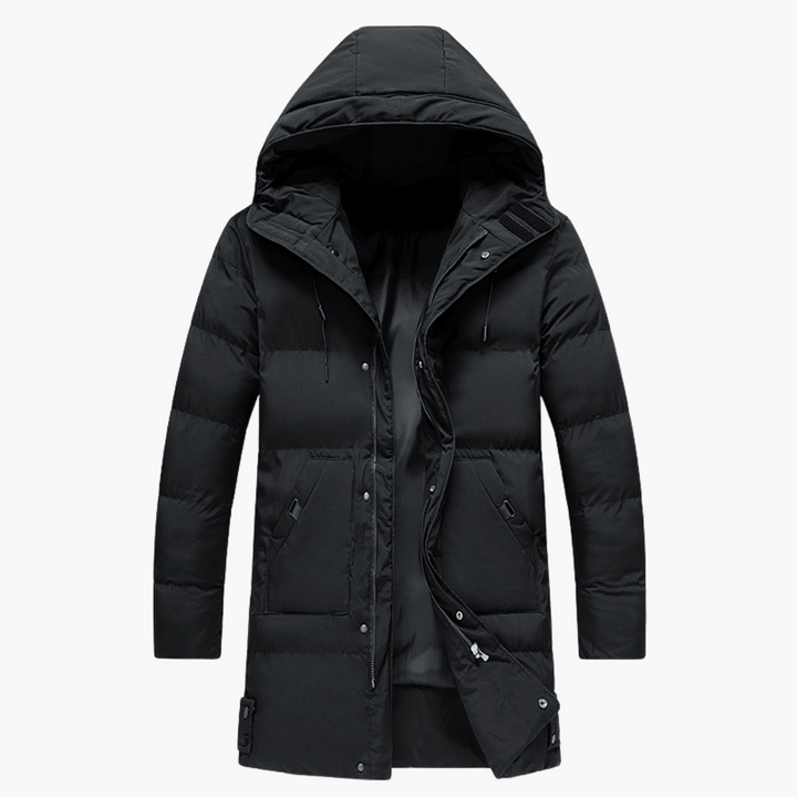 Herren Parka Jacke mit Kapuze und Frontreißverschluss