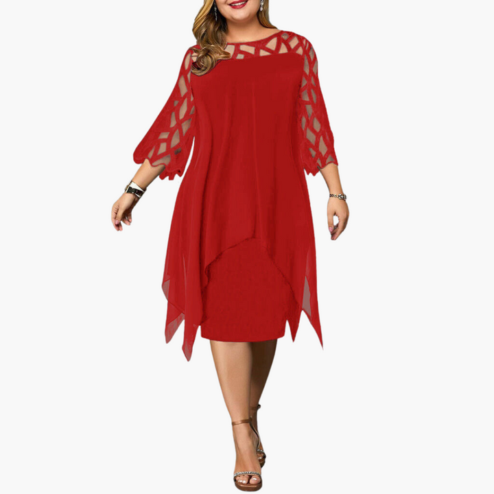 Leichtes Damen Abendkleid - mit ausgeschnittenen Ärmeln Midikleid
