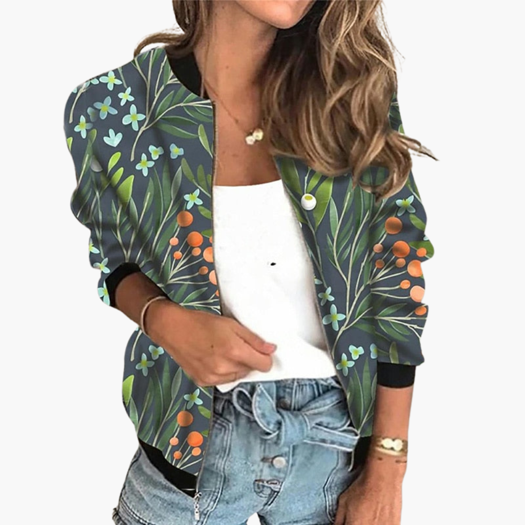 Bomberjacke für Damen – Leicht & Stylisch mit Blumenmuster