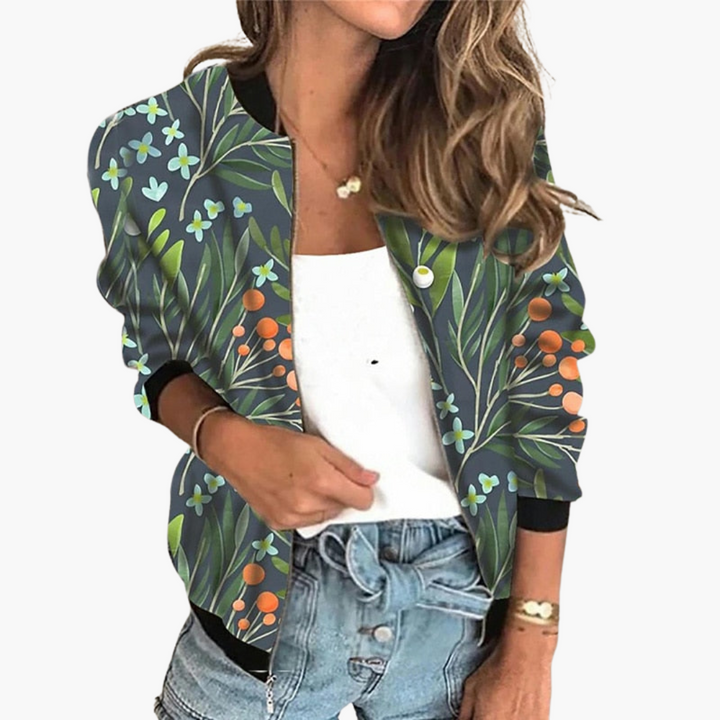 Bomberjacke für Damen – Leicht & Stylisch mit Blumenmuster
