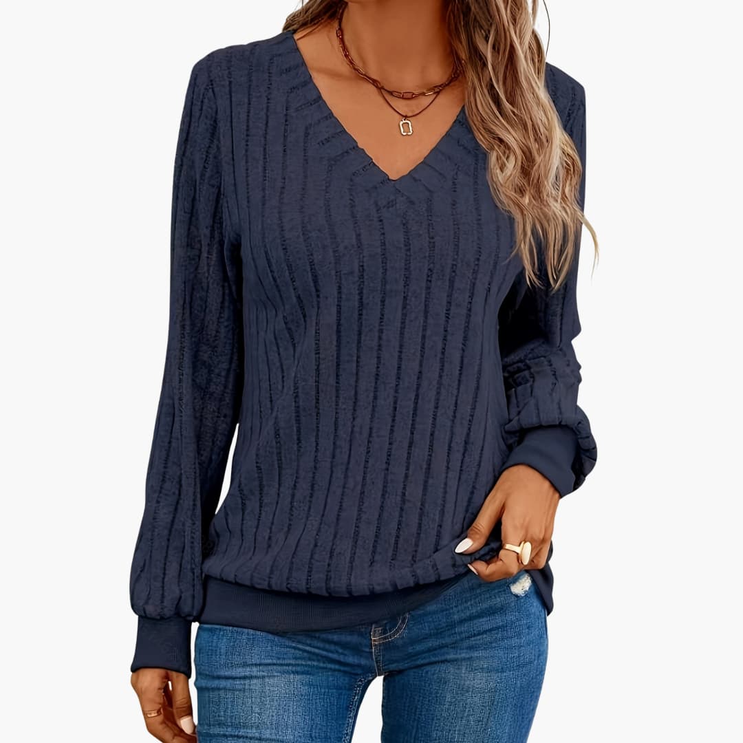 Damen pullover mit V-Ausschnitt und langen Ärmeln