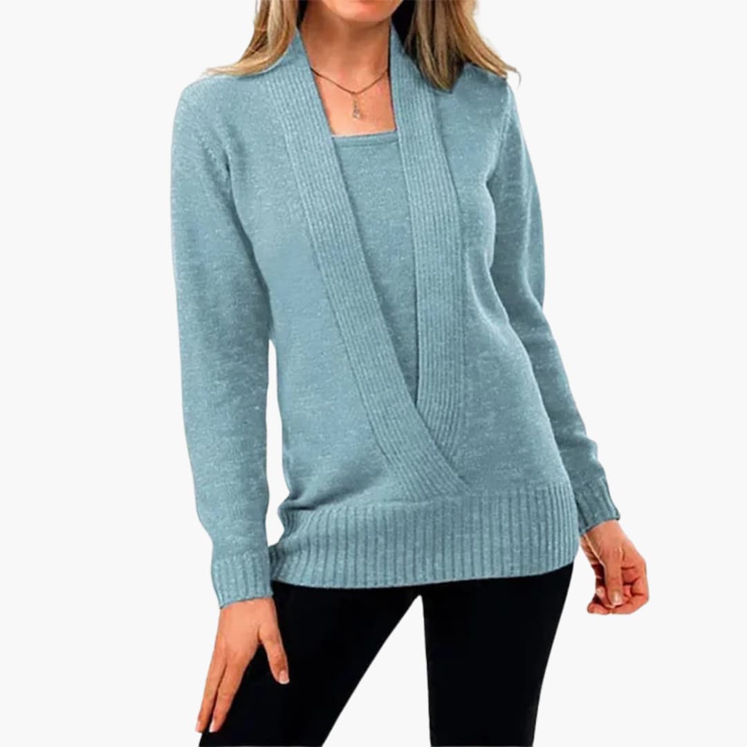 Damen pullover mit tiefem V-Ausschnitt und langen Ärmeln