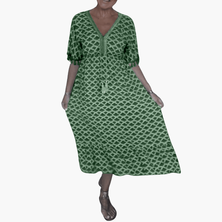 Elegantes Casual V-Ausschnitt Sommerkleid für Frauen - SchmiedeMode